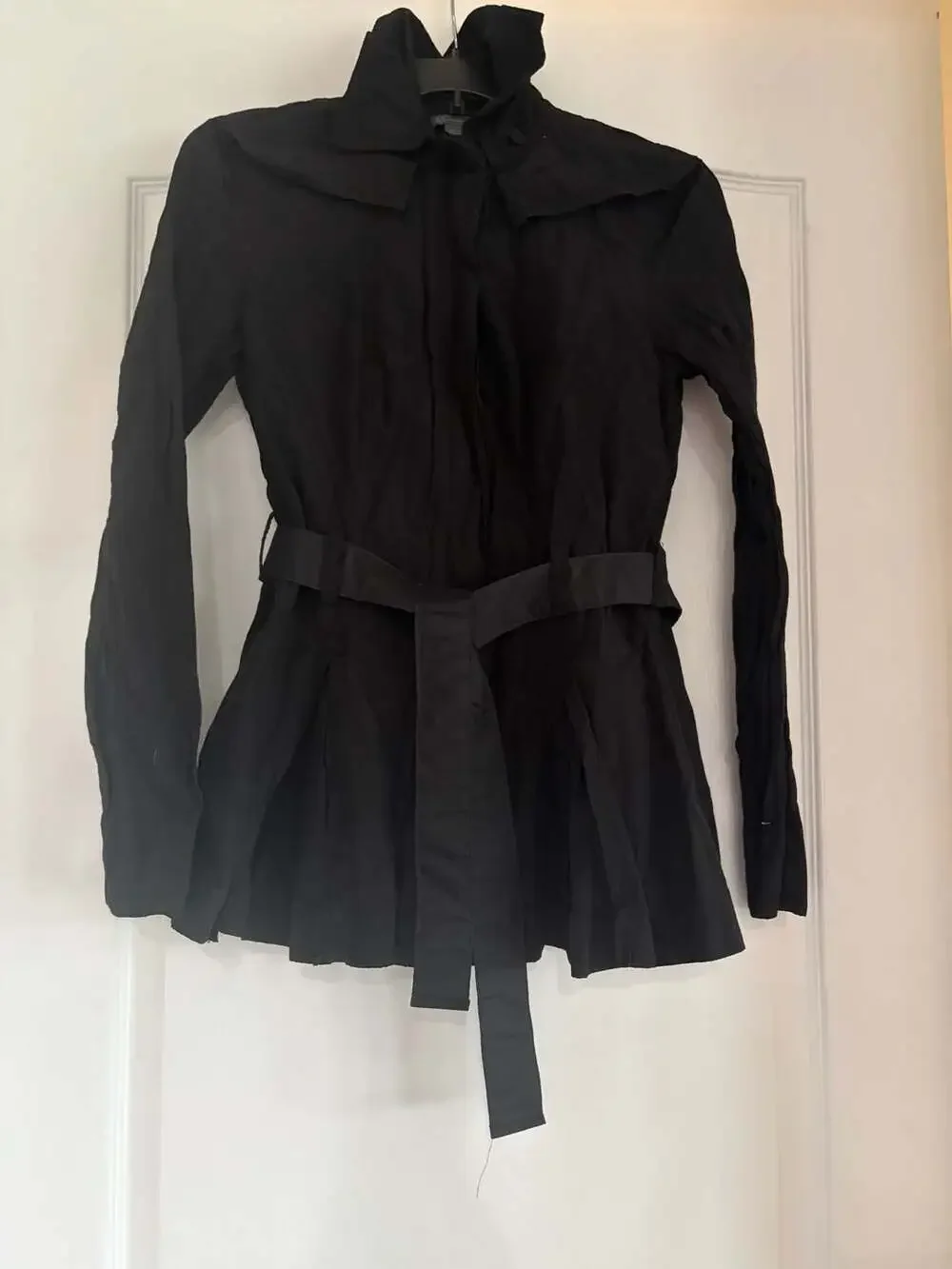 Armani Exchange Black Long Sleeve Belted Peplum Jacket